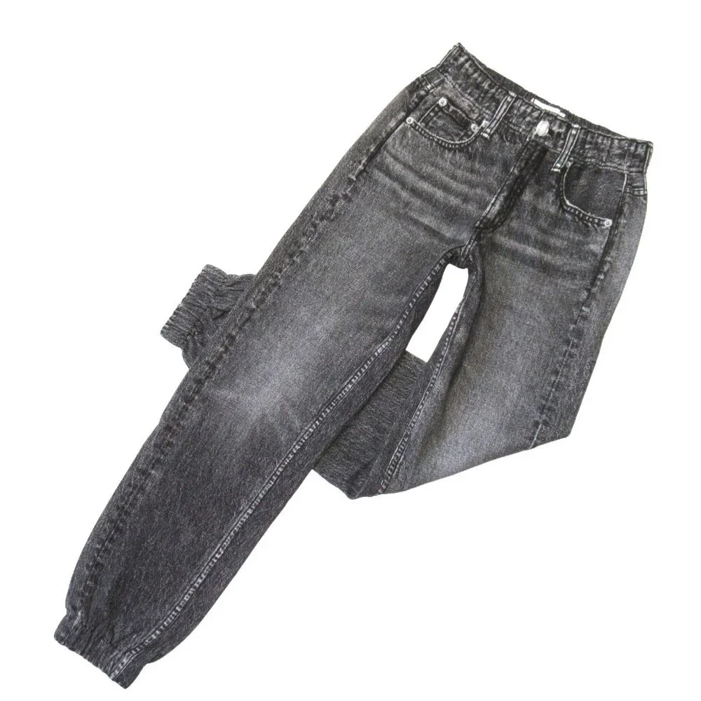 NWT rag & bone Miramar Jogger in Black Magic Photo Print Faux Jean Sweatpant XXS - Picture 1 of 9